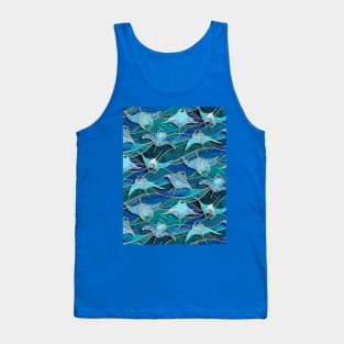 Patchwork Manta Rays in Sapphire and Turquoise Blue Tank Top